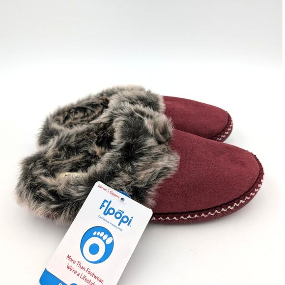 Floopi Aztec Faux Fur Lined Memory Foam Slippers Women's Red Size US9-10 - Picture 4 of 10